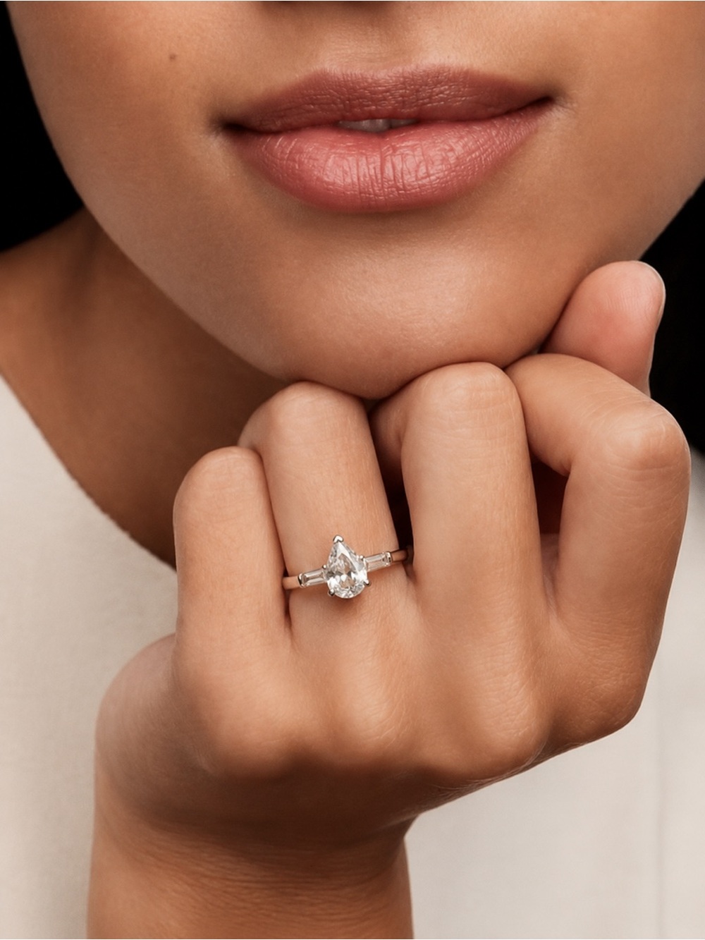 Elegant Pear Cut CZ Solitaire Ring | Silver Statement Ring | Minimalist Style